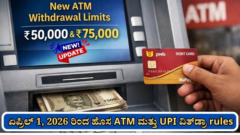 ATM & UPI Withdrawal New Rules 2026: ಏಪ್ರಿಲ್ 1ರಿಂದ ಗ್ರಾಹಕರು ತಿಳಿದುಕೊಳ್ಳಲೇಬೇಕಾದ ಪ್ರಮುಖ ಮಾಹಿತಿಗಳು