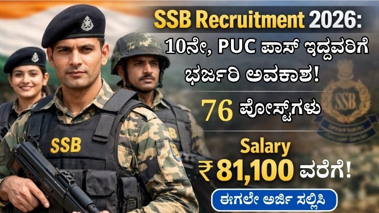 SSB Recruitment 2026: 10ನೇ, PUC ಪಾಸ್ ಇದ್ದವರಿಗೆ ಭರ್ಜರಿ ಅವಕಾಶ!