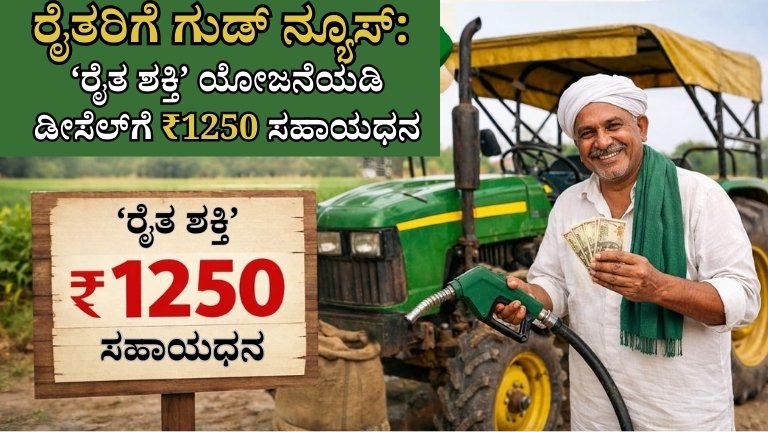 ರೈತರಿಗೆ ಗುಡ್ ನ್ಯೂಸ್: ‘ರೈತ ಶಕ್ತಿ’ ಯೋಜನೆಯಡಿ ಡೀಸೆಲ್‌ಗೆ ₹1250 ಸಹಾಯಧನ